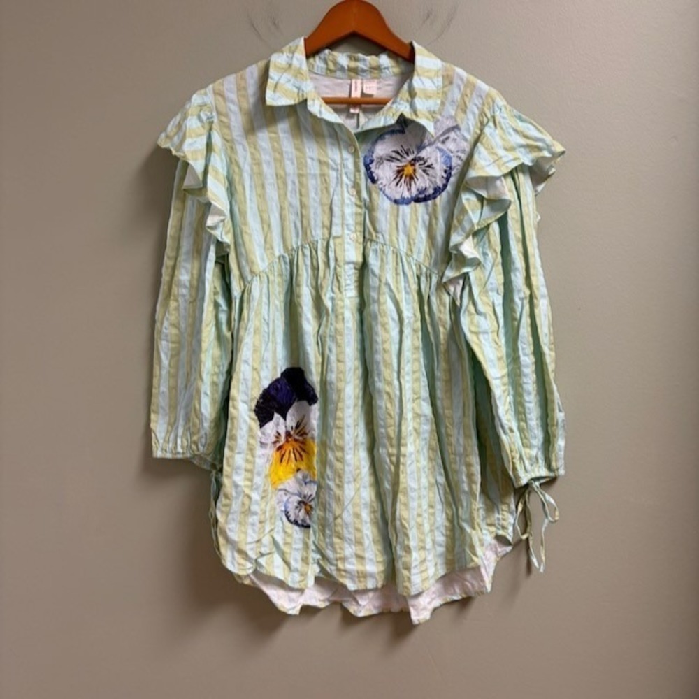 LyreBird x Nay Bellamy Anthropologie Mini Dress Top Size M‎ Boho Cottage Artsy
